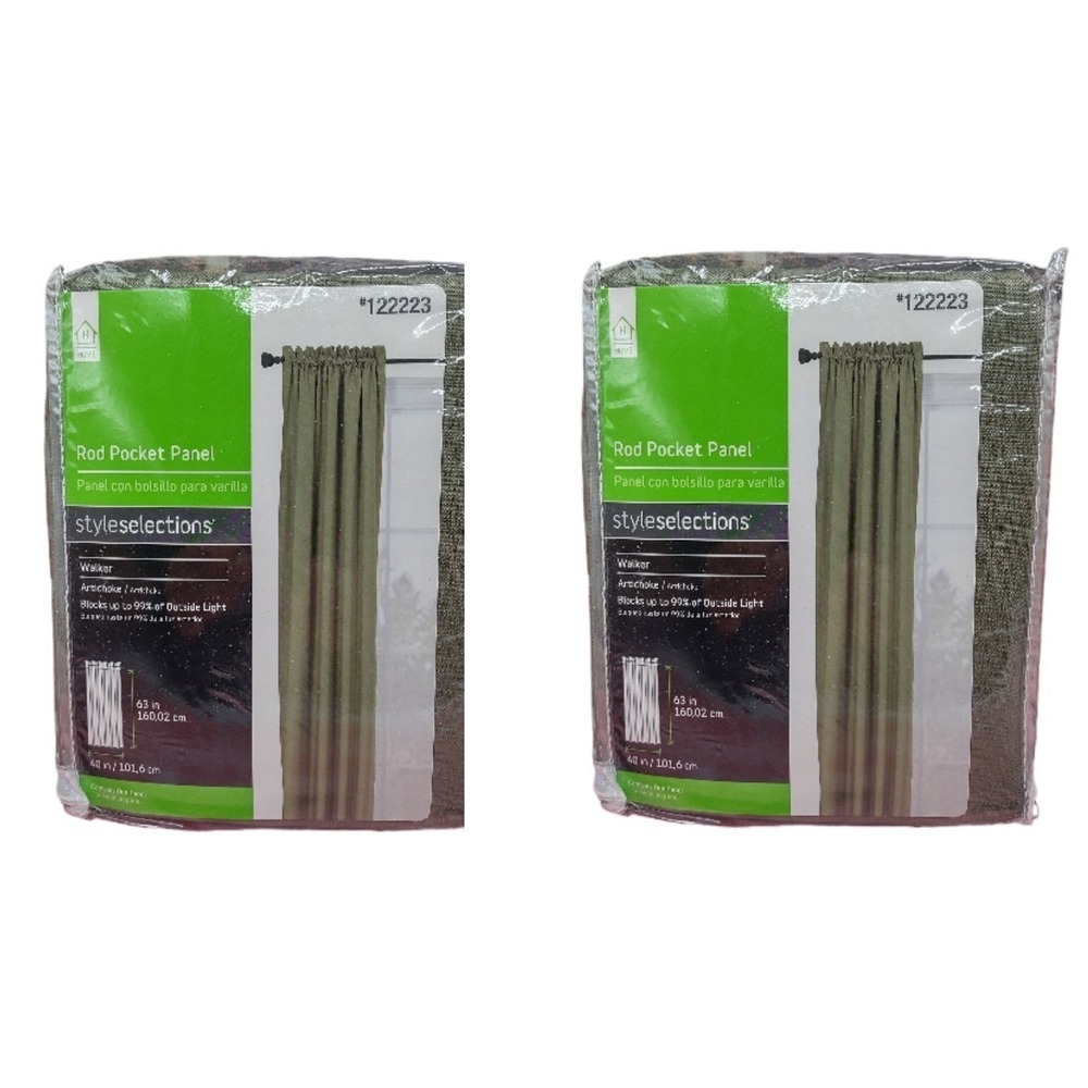 A Pair‎ of Blackout Curtain Panels - Artichoke Green - Blocks 99% Light (40x63)